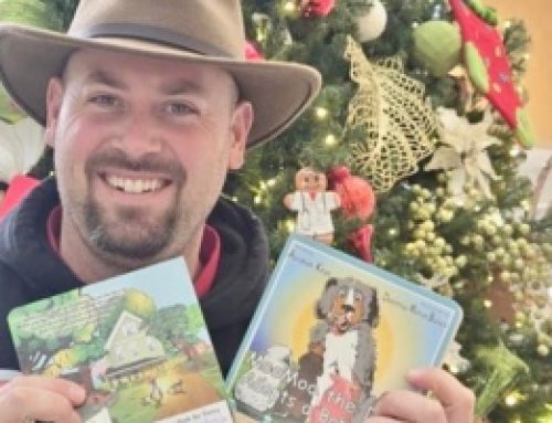 Farmer Abe finishes his third children’s book, hard at work on fourth book